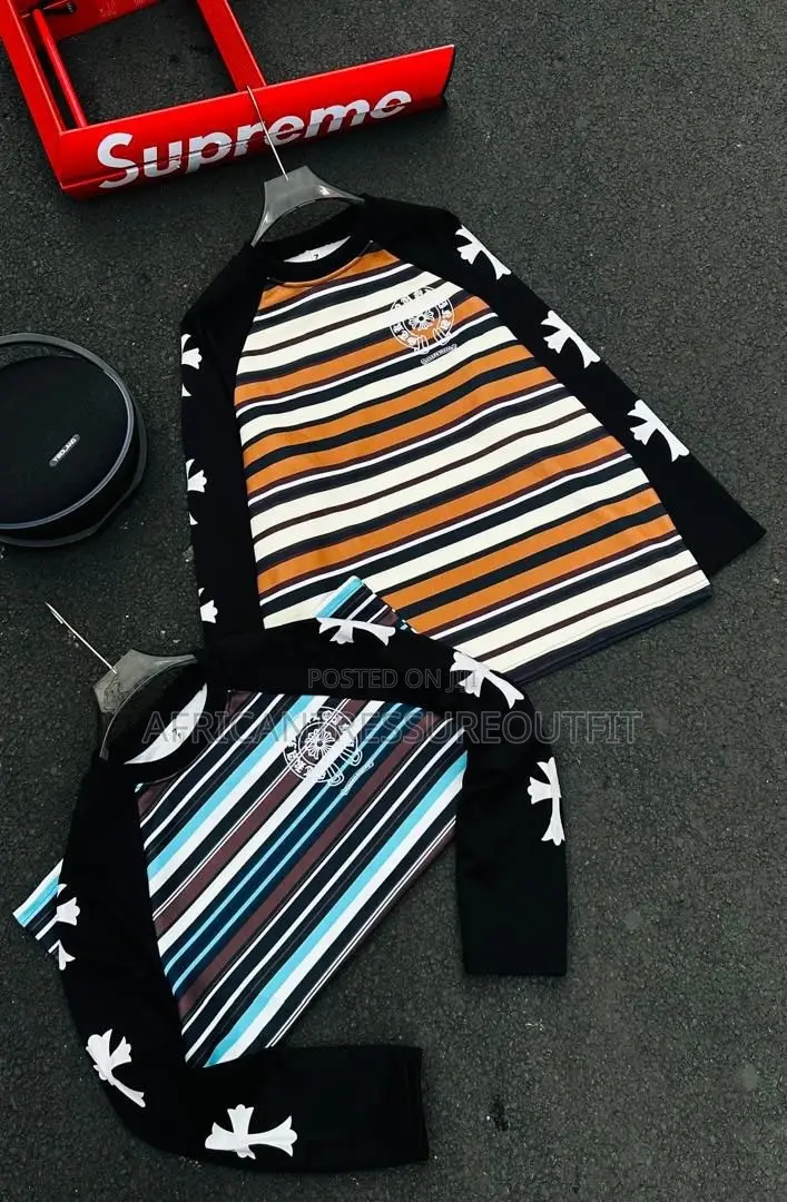 Chrome Heart Style Striped Longslevees Raglan Shirts Collection