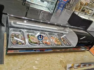 Counter Top Salad Bar Refrigerated Display Case Curved Glass Top