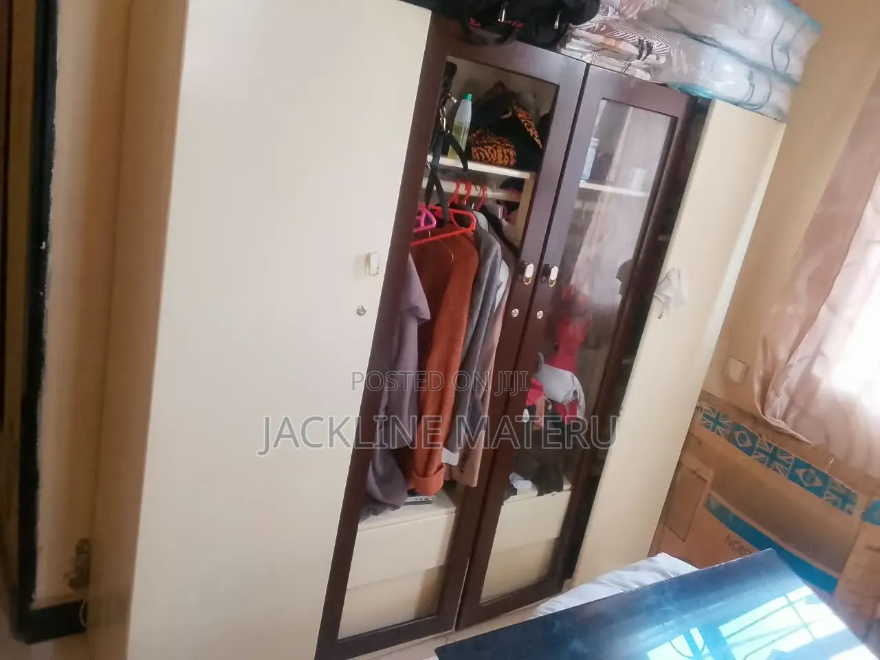 Kabati La Nguo Kubwa Mbao Mninga Milango 4