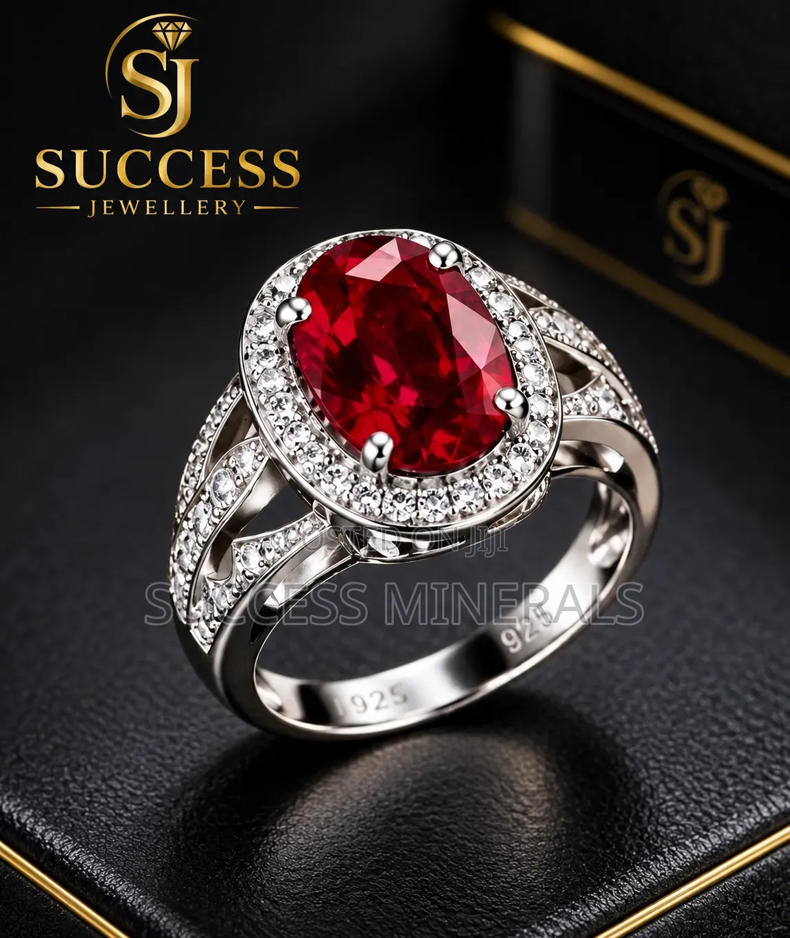 Luxury 925 Sterling Silver Red Gemstone Ring – Elegant Design
