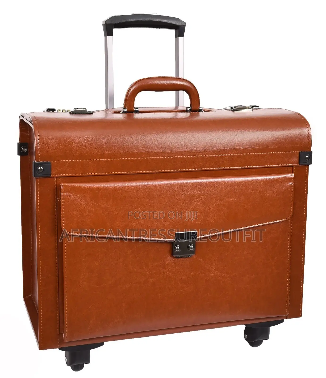 Cabin Bag Tan 4 Wheel Pilot Case Faux Leather Available | Buy Now