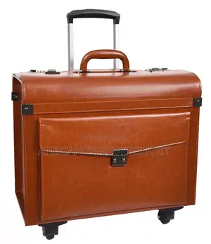 Cabin Bag Tan 4 Wheel Pilot Case Faux Leather Available | Buy Now