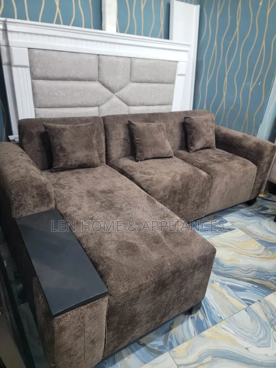Sofa L Shape Luxury Color Chocolate