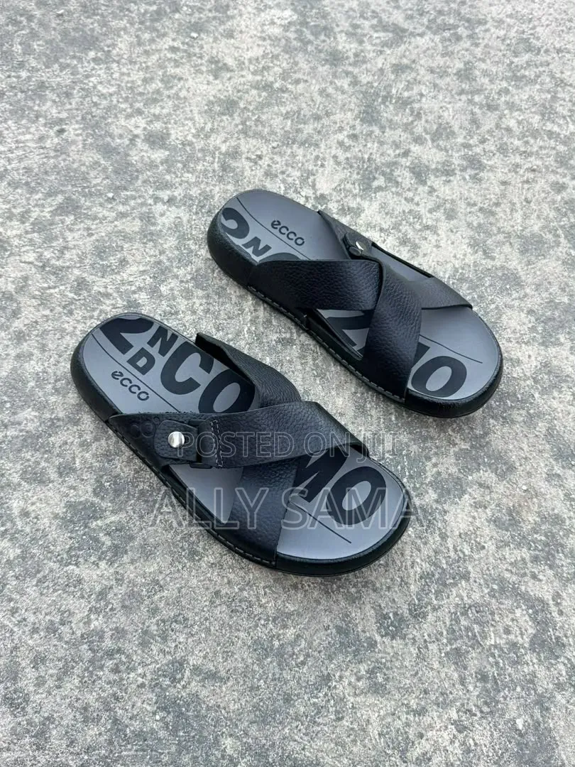 Men's Sandals Ecco Black Material Leather