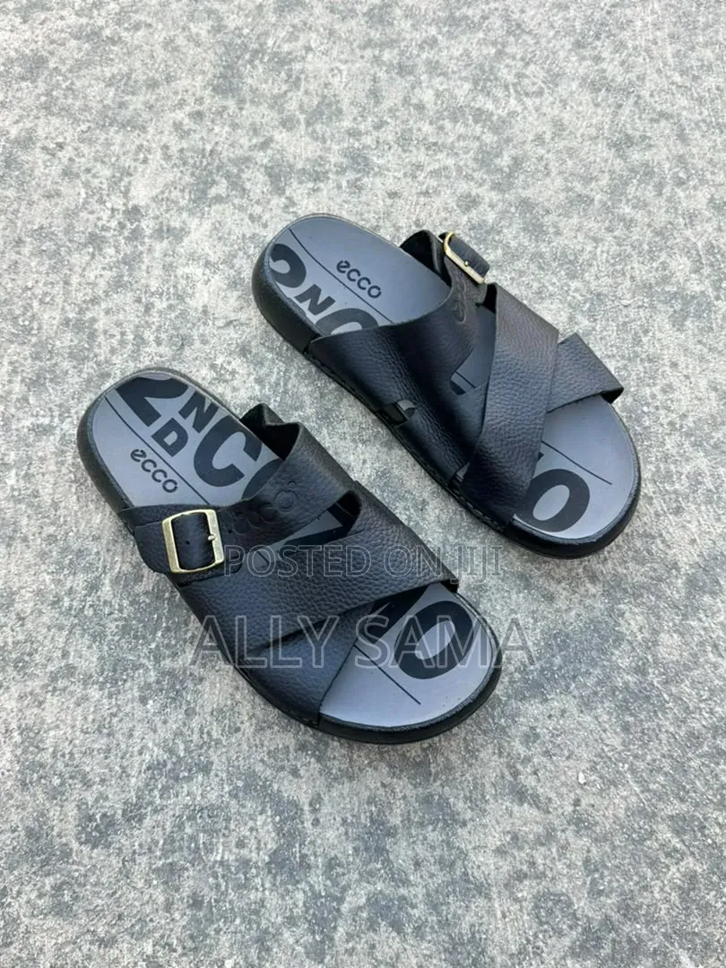 Men's Sandals Ecco Black Material Leather