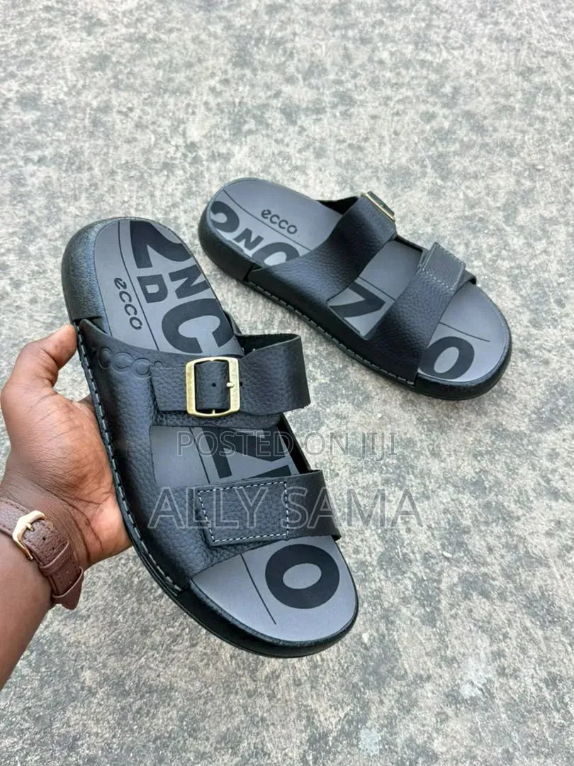 Men's Sandals Ecco Black Material Leather