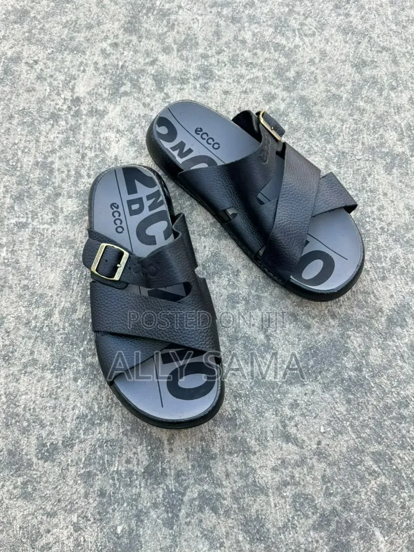 Men's Sandals Ecco Black Material Leather