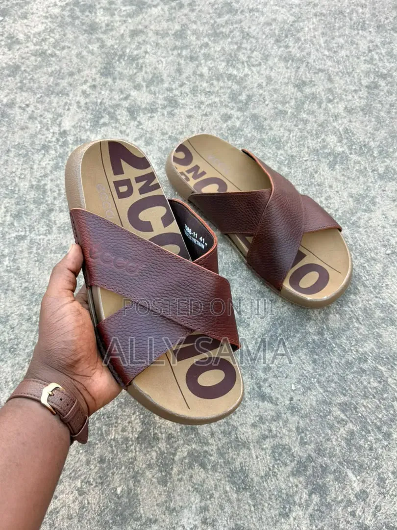 Men's Sandals Ecco Brown Material Leather