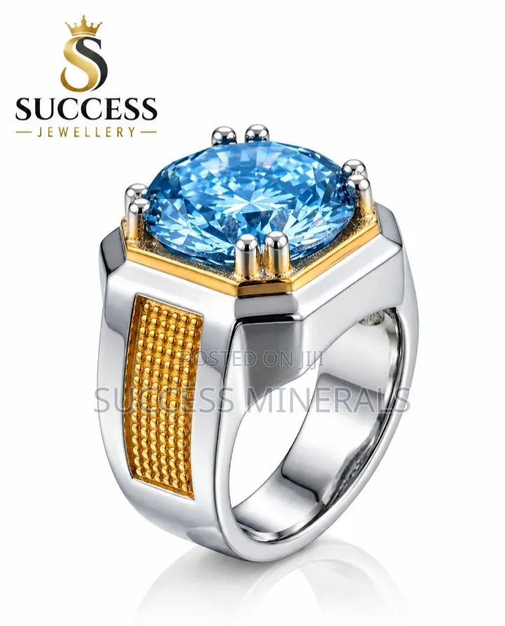  Luxury Blue Gemstone Men's Ring