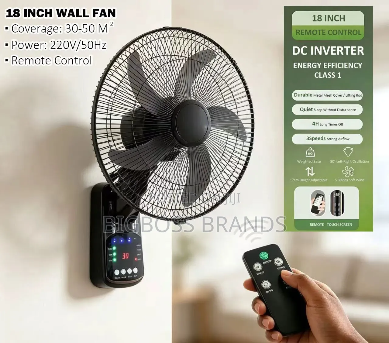 Alitop 18 Inches Wall Remote Fan