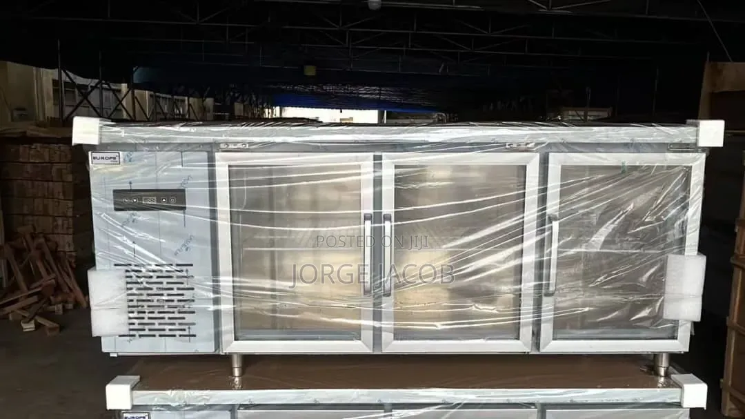 Commercial 3-Glass-Door Under-Counter Stainless Steel Refrigerator