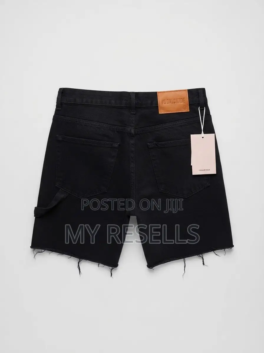 Black Denim Graphic Shorts