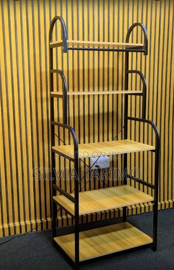 4-Tier Multi-Purpose Storage Rack – Wooden Shelves With Metal Frame