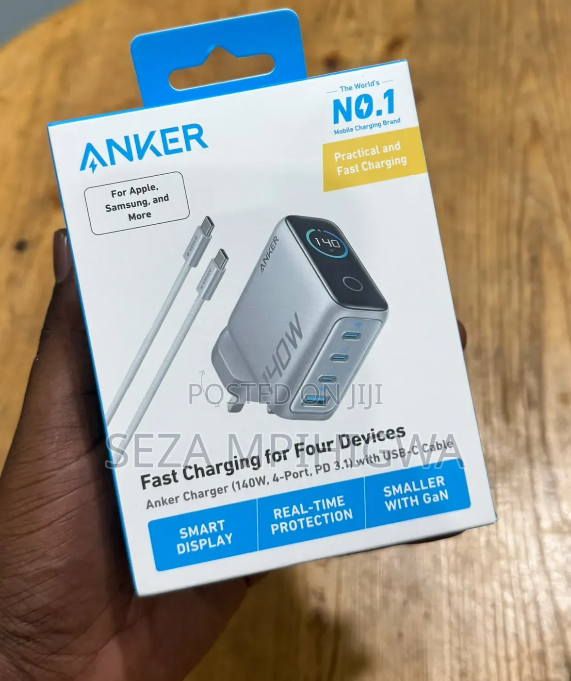 Anker 140W 4-Port Fast Charger (With Smart Display & USB-C Cable)