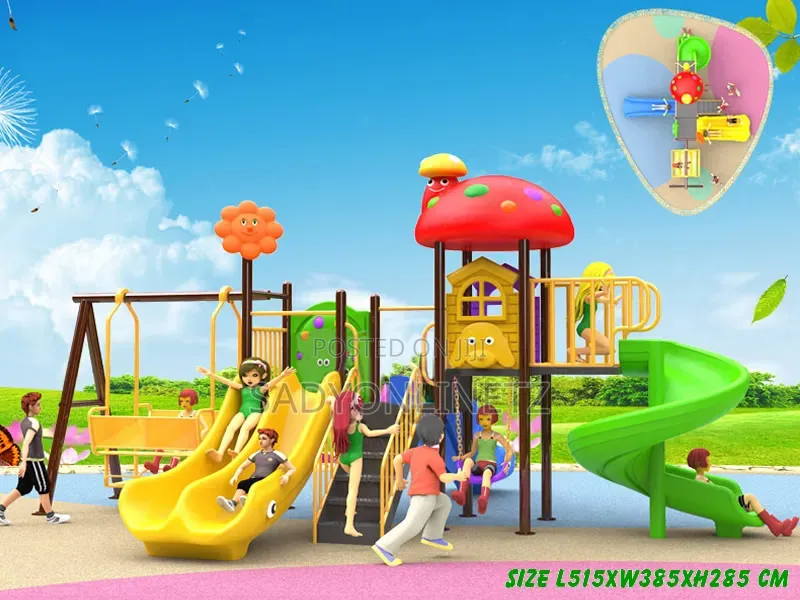 Mushroom-Shaped Swing Set, Outdoor Playground