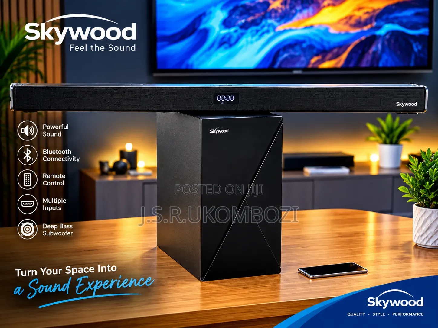 *Skywood Soundbar Sb-21 New Model Watts 200