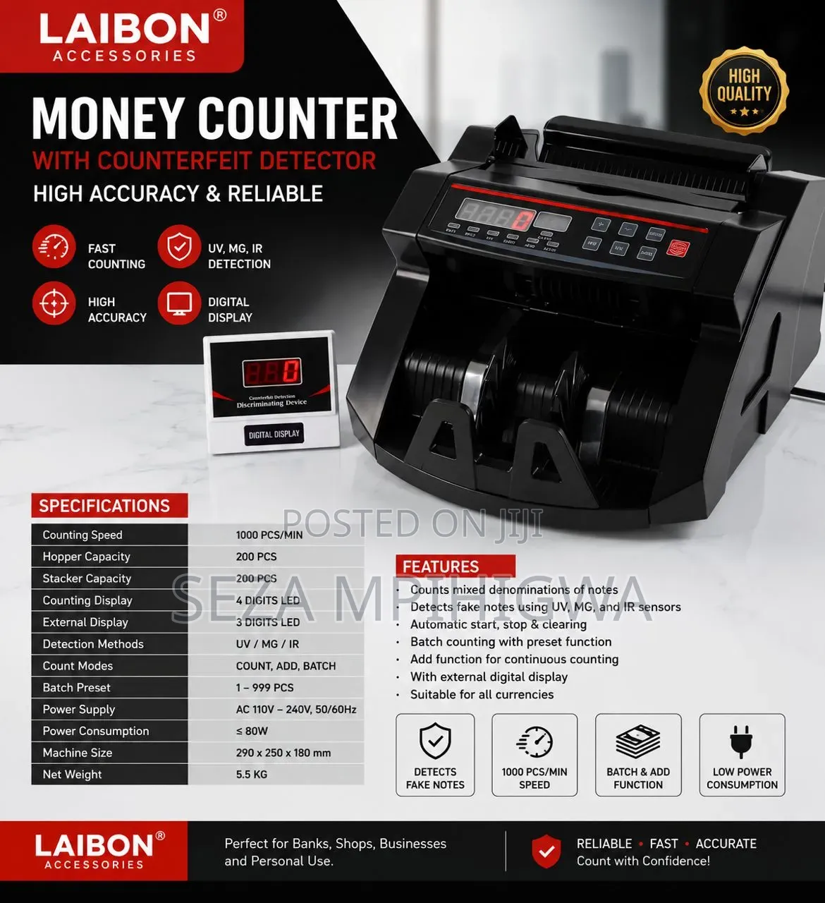 Automatic Bill Counter & Counterfeit Detector (LAIBON)