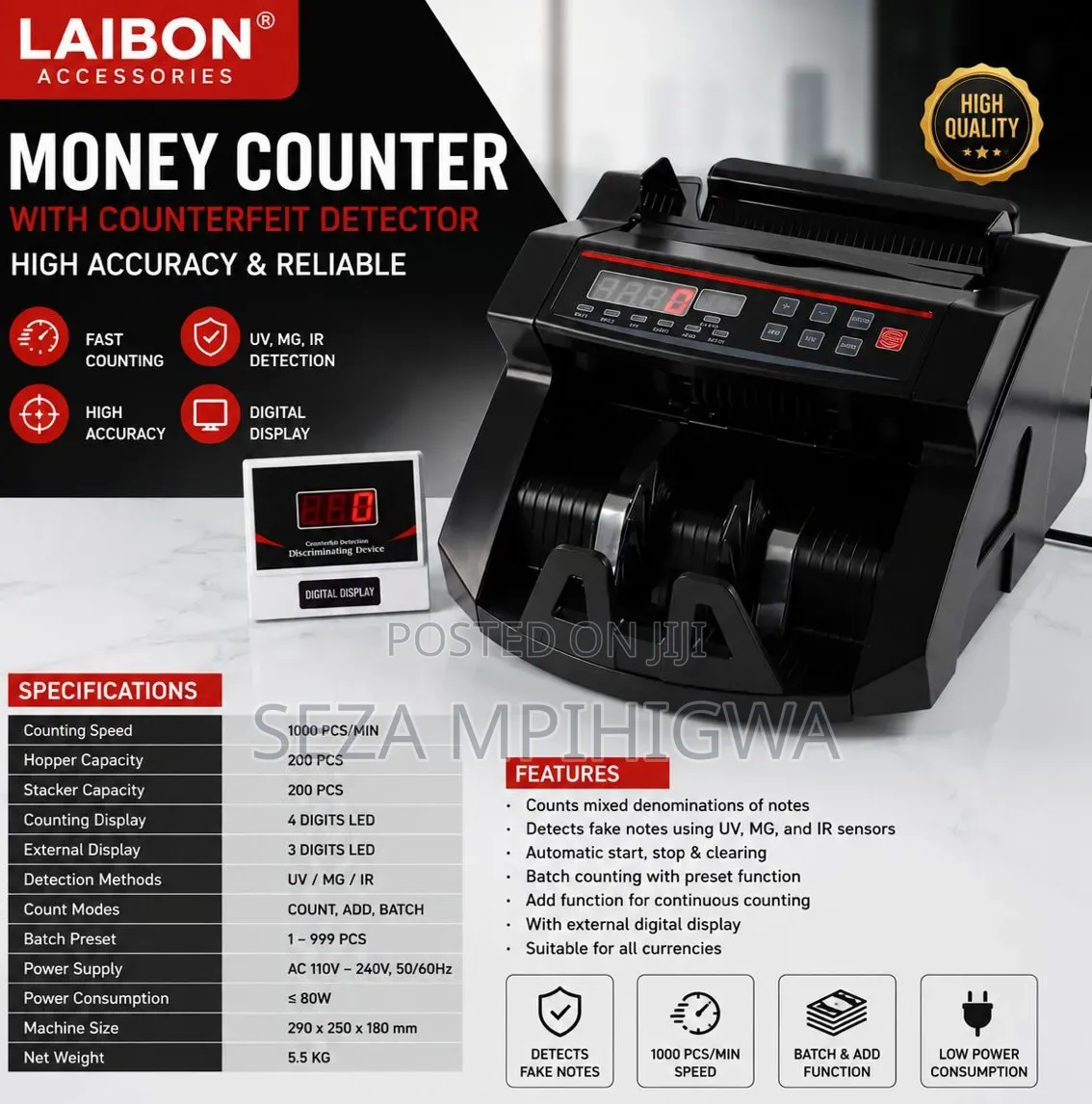 Automatic Bill Counter & Counterfeit Detector (LAIBON)