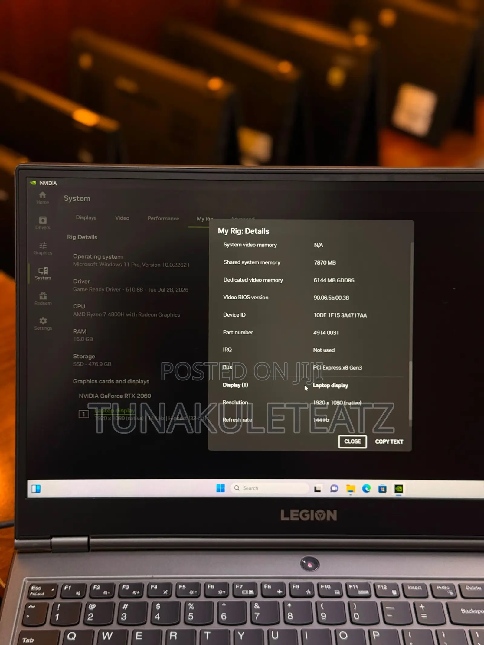 Lenovo Legion Y7000P IRX9 Gaming Laptop 16GB AMD Ryzen 7 SSD 512GB