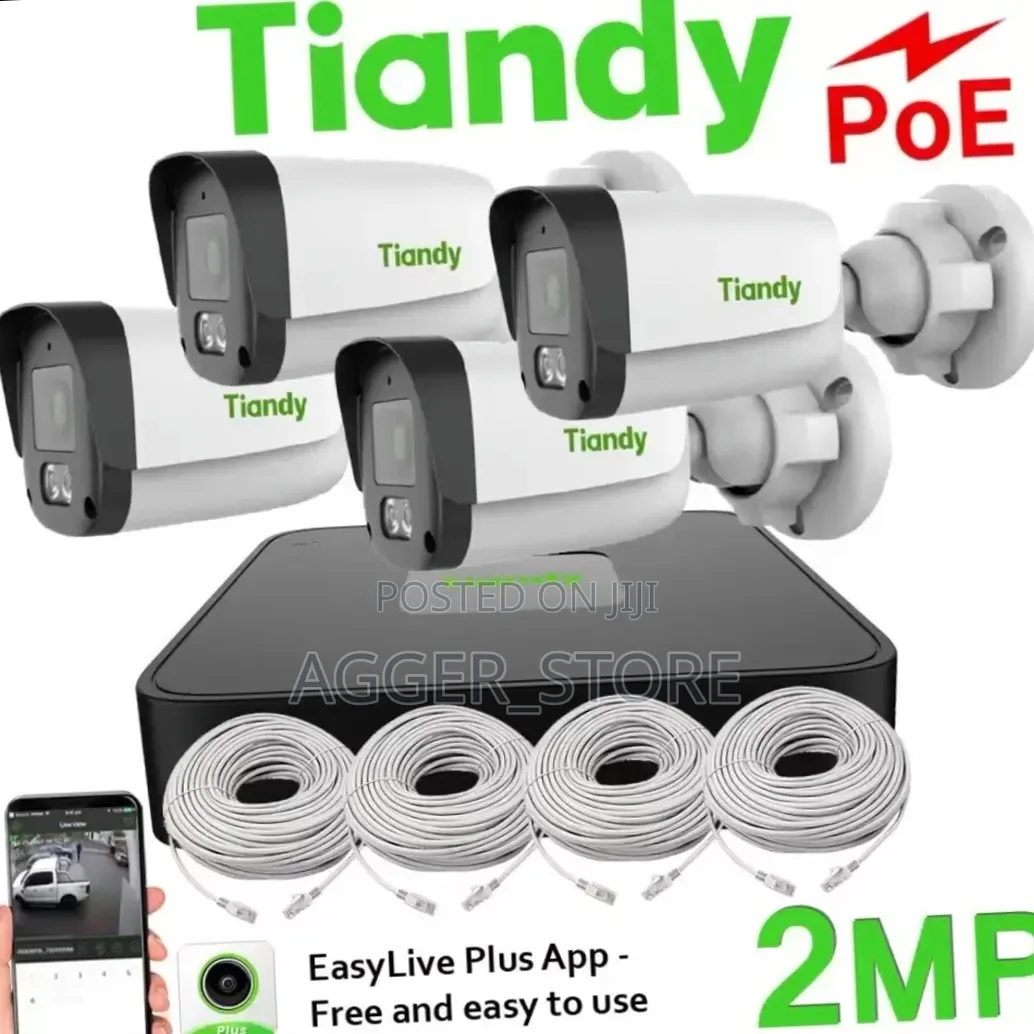 Tiandy 2MP PoE IP CCTV Camera Kit