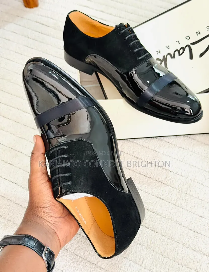Black Patent & Suede Combination Formal Shoes