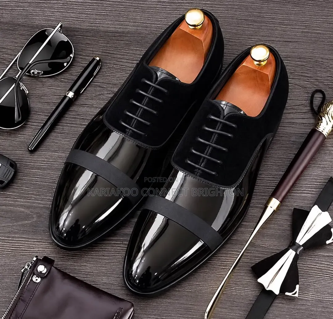 Black Patent & Suede Combination Formal Shoes