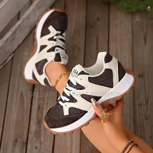Brown & White Chunky Sole Sneakers
