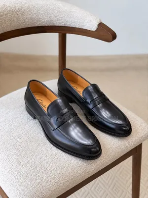 Black Leather Penny Loafers With Red Sole