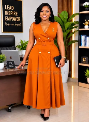 Maroon Sleeveless Double-Breasted Midi Dress