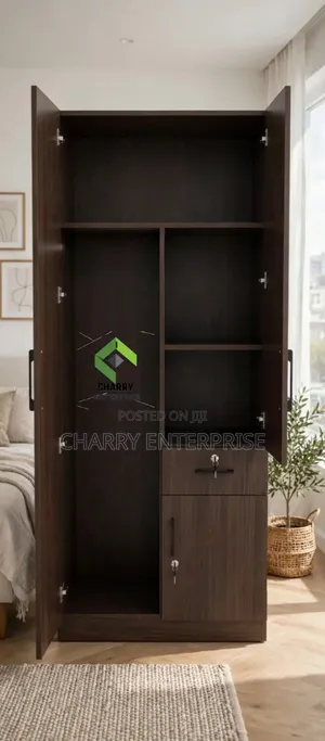Two Door Wardrobe Kabati La Nguo With a Central Lockable Drawer