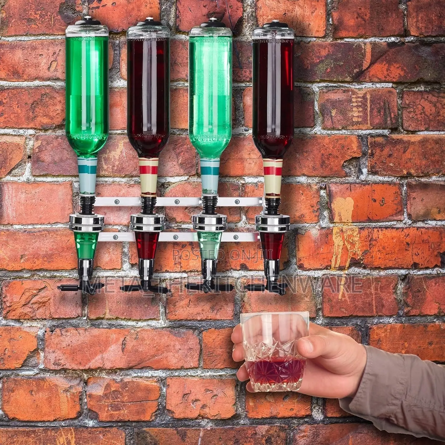 Wall Mounted Liquor Dispenser Stand 3 Bottle
