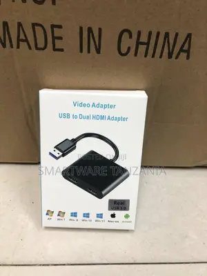 USB 3.0 to Dual HDMI Adapter, Supports Windows and Mac, Black