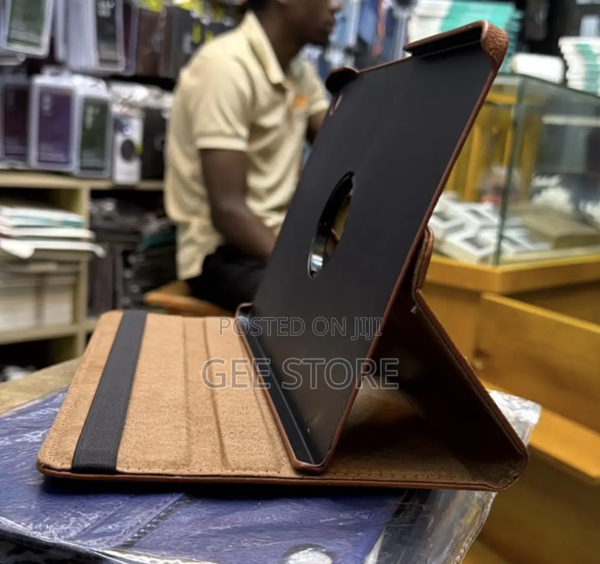 Brown 360-Degree Rotating PU Leather Tablet Flip Cover/Case