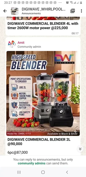 High Speed Blender Copper Motor 1800w 2l