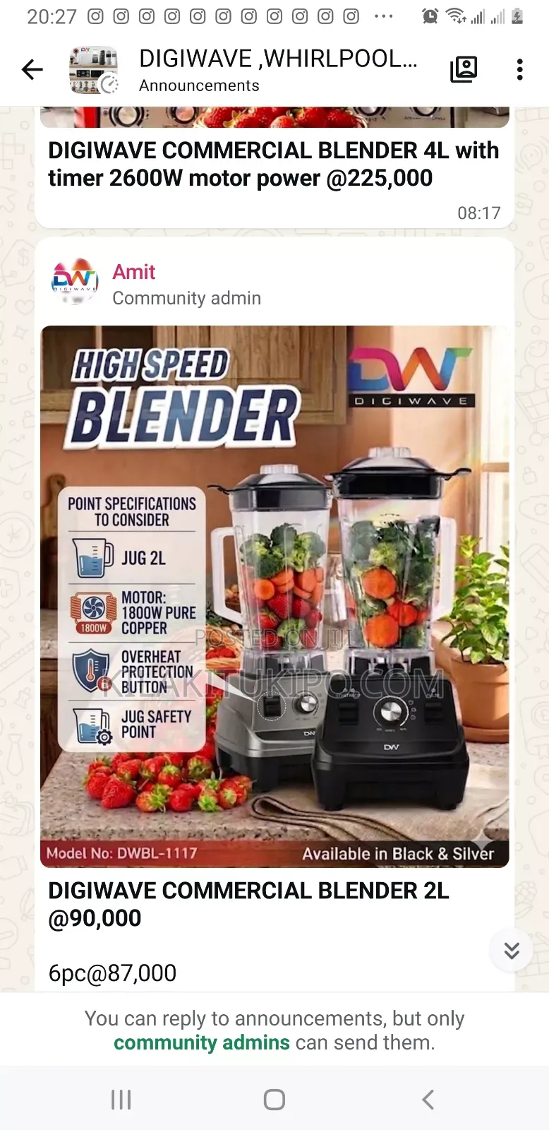 High Speed Blender Copper Motor 1800w 2l