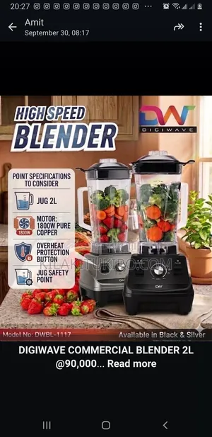 High Speed Blender Copper Motor 1800w 2l