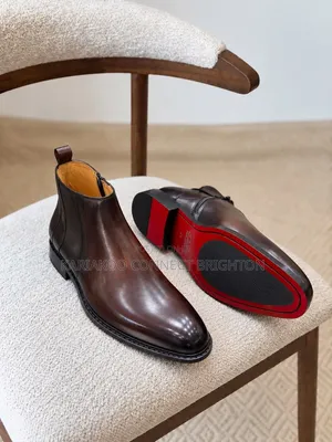 Black Leather Chelsea Boots With Red Sole