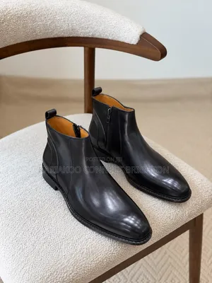 Black Leather Chelsea Boots With Red Sole
