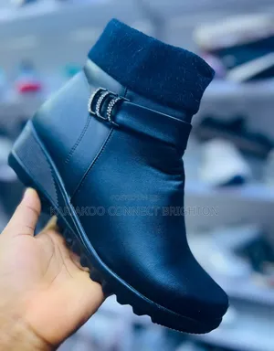 Black Ankle Boots With Rhinestone Buckle Strap