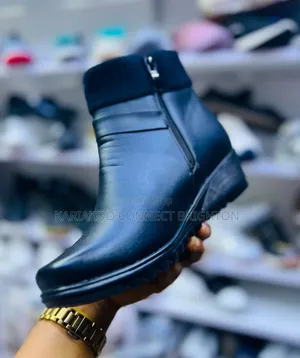 Black Ankle Boots With Rhinestone Buckle Strap