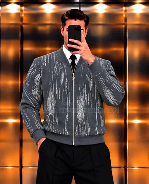 Patterned Zip-Up Knit Bomber Jacket Full Package