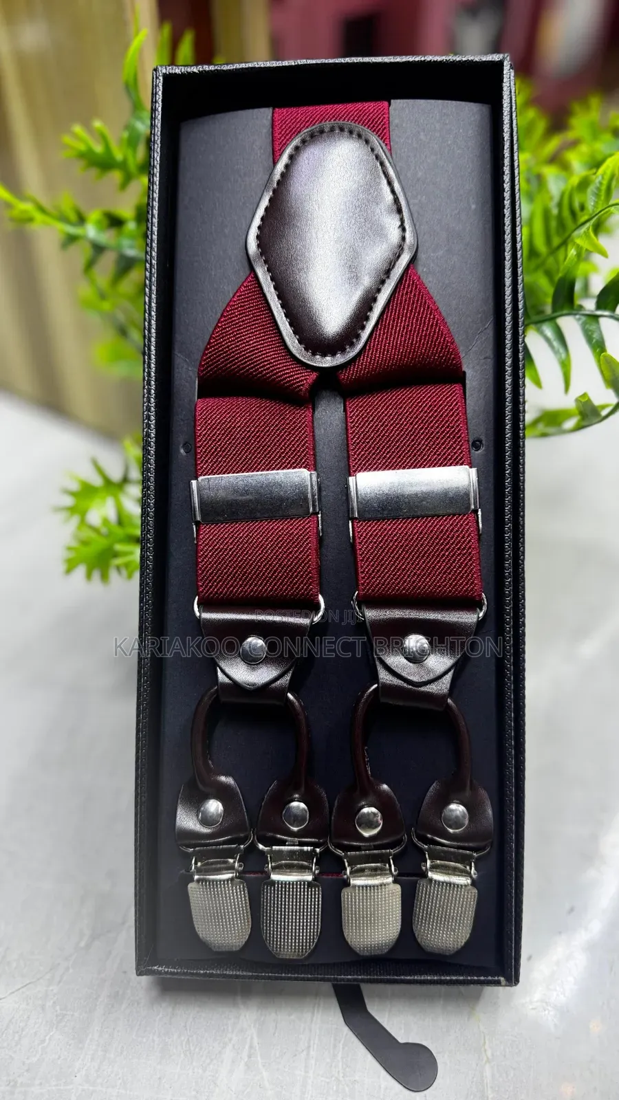 Adjustable Trouser Suspenders With Leather Accents Full Package