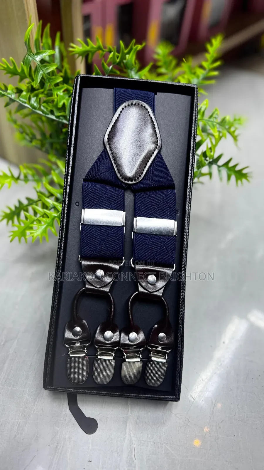 Adjustable Trouser Suspenders With Leather Accents Full Package