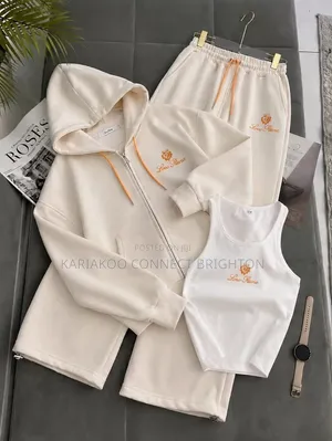 Black Three-Piece Tracksuit Set With Tank Top, Hoodie & Sweatpants