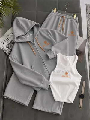 Black Three-Piece Tracksuit Set With Tank Top, Hoodie & Sweatpants