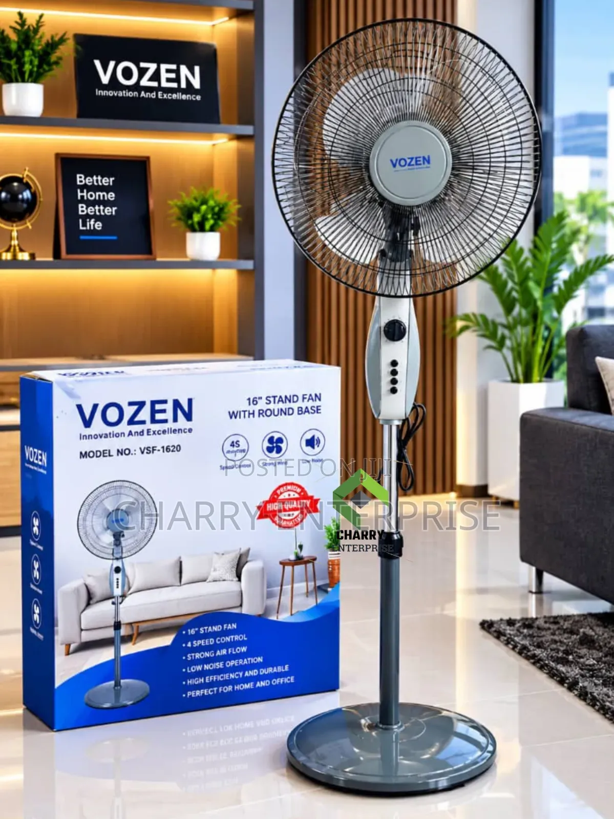 VOZEN Floor Stand Fan SIZE 16 Feni Ya Lisasa
4 Speed Control