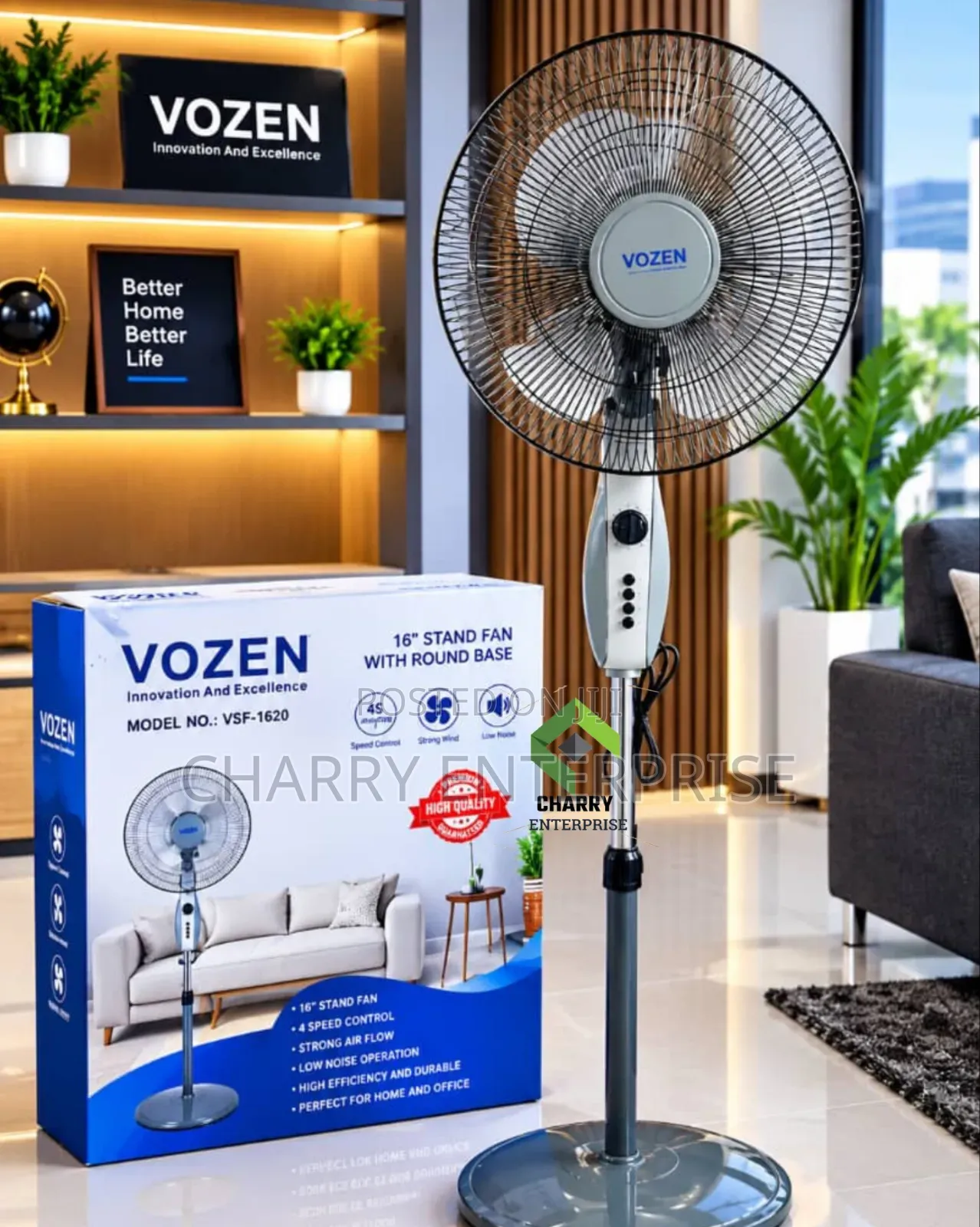 VOZEN Floor Stand Fan SIZE 16 Feni Ya Lisasa
4 Speed Control