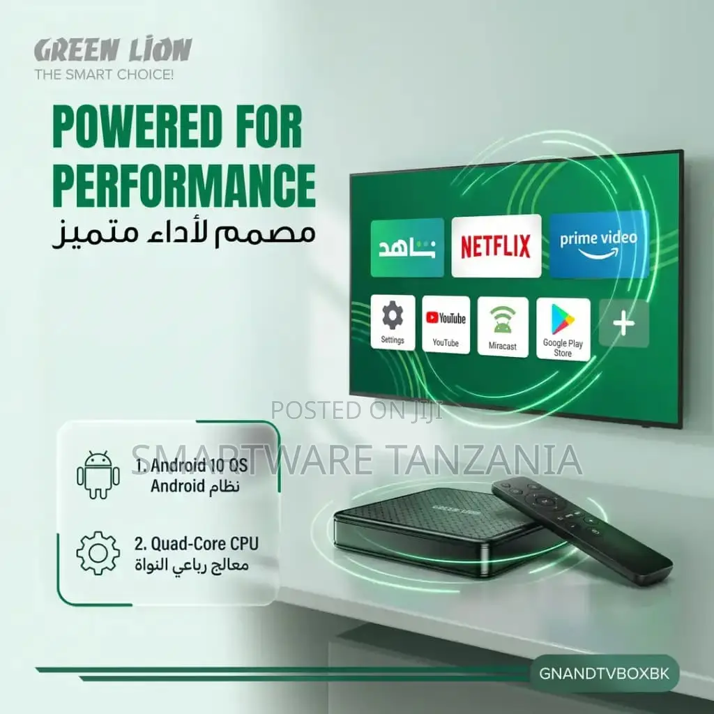 Green Lion Android TV Box, HDMI 2.0a, Cortex A53, 4K HEVC Decoding