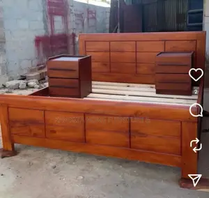 Air BNB Luxury Bed Ya Ya Mbao Ya Mninga Na Bedside Zake
