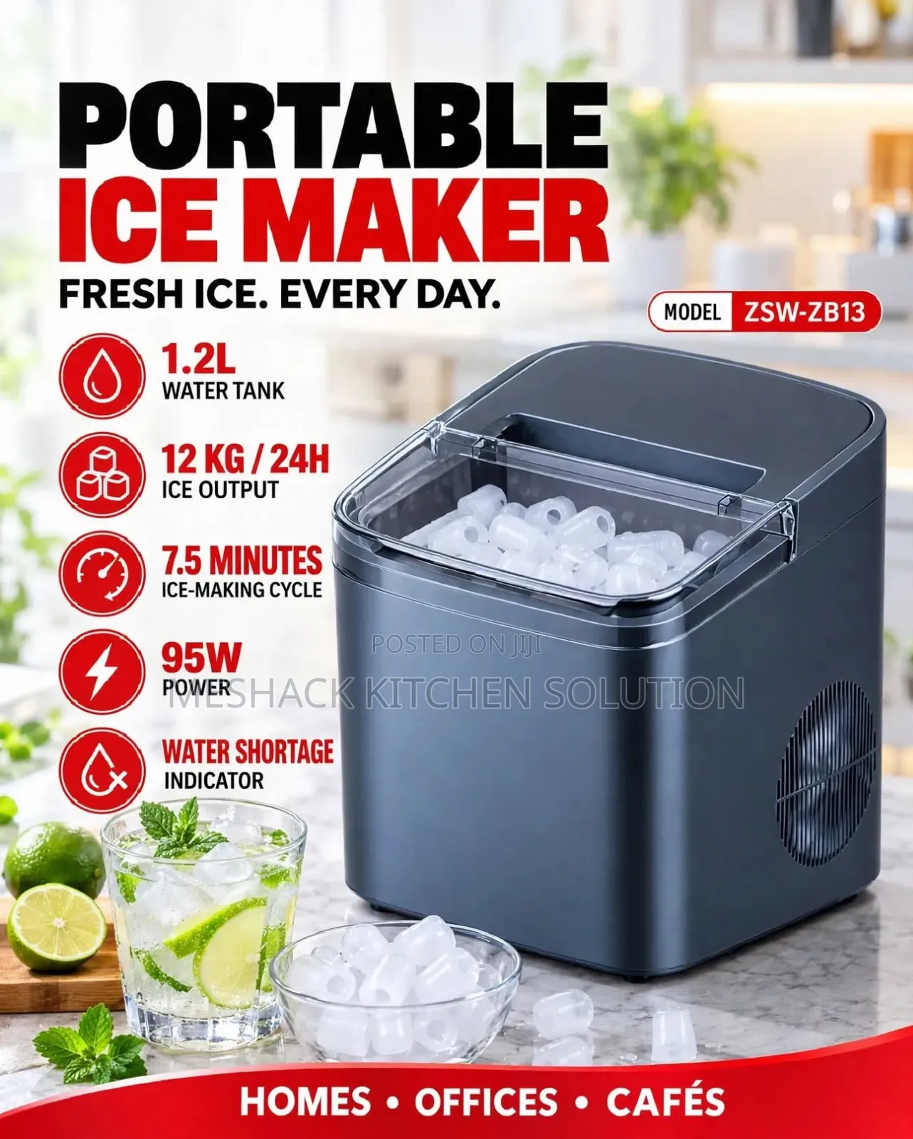 Portable Ice Maker. 12kg/Hr